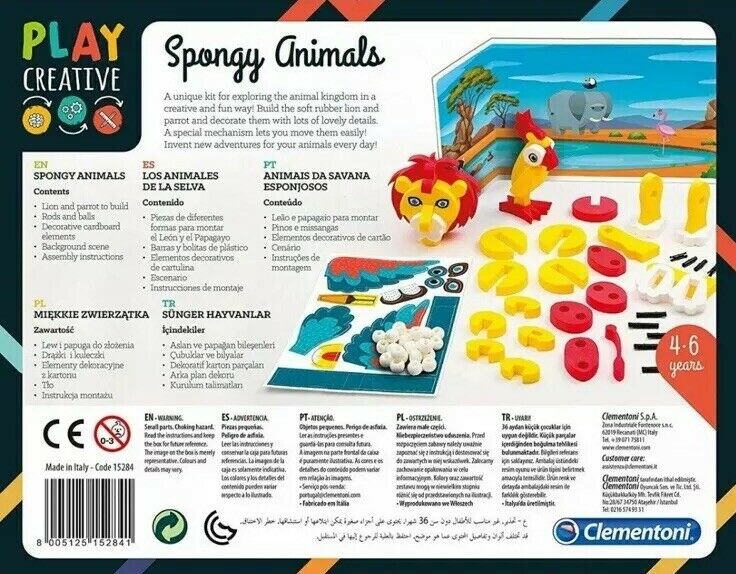 Clementoni – Creatief Speelgoed 3D Puzzel – Spongy Animals