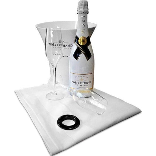 Wijnkoeler Servet Wit met Zwarte Ring (12 stuks)