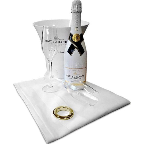 Wijnkoeler Servet Wit met Gouden Ring (6 stuks)