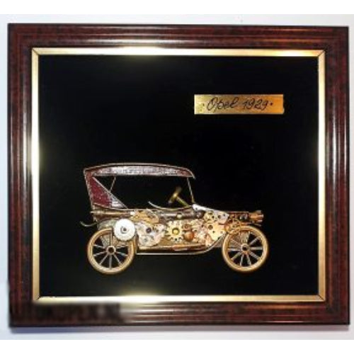 Opel 1929 kunstwerk in lijst (14x12cm)