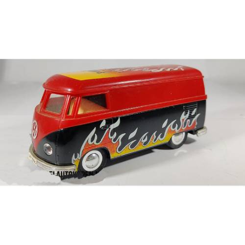 Volkswagen T1 Surfcamp (Rood/zwart) (12cm) Vintage blik (Opruiming)