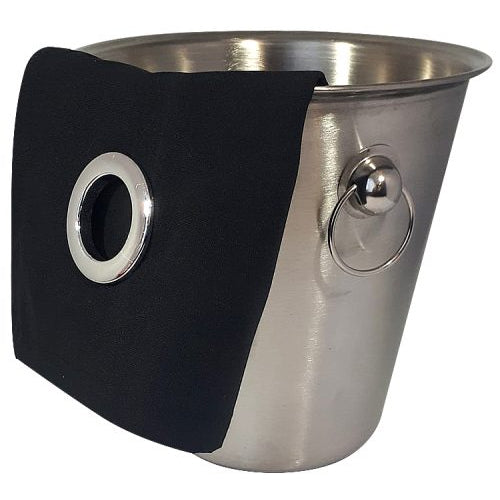 Wijnkoeler Servet Zwart met Zilveren Ring + Wijnkoeler met handvaten (21x22 cm)