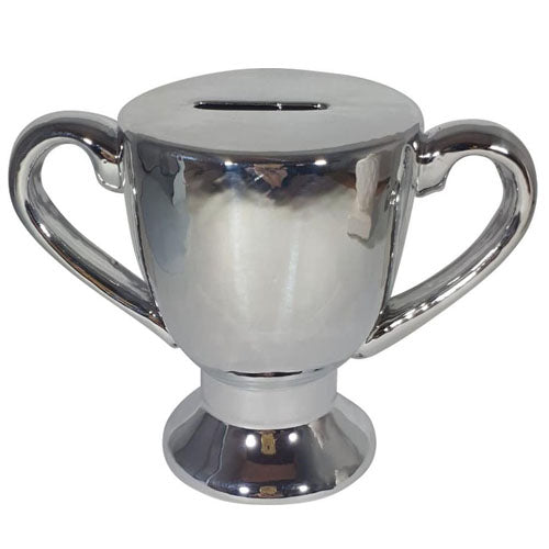 Trofee beker spaarpot (zilver) 10 cm